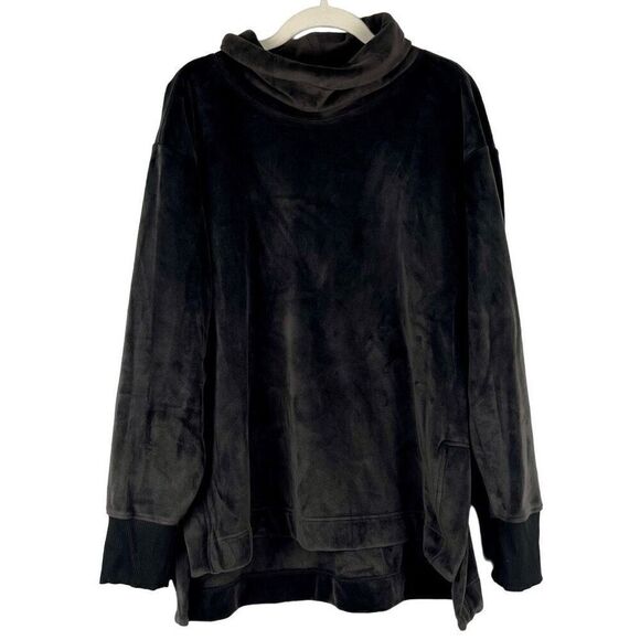 Athletic Works Women’s Black Athleisure Velour Top 16-18 - Picture 1 of 11
